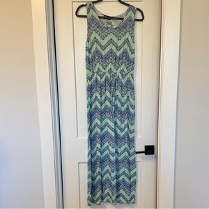 Papermoon Green and Blue Chevron Maxi Dress